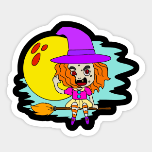 Halloween pictures on t-shirt for children witch Sticker